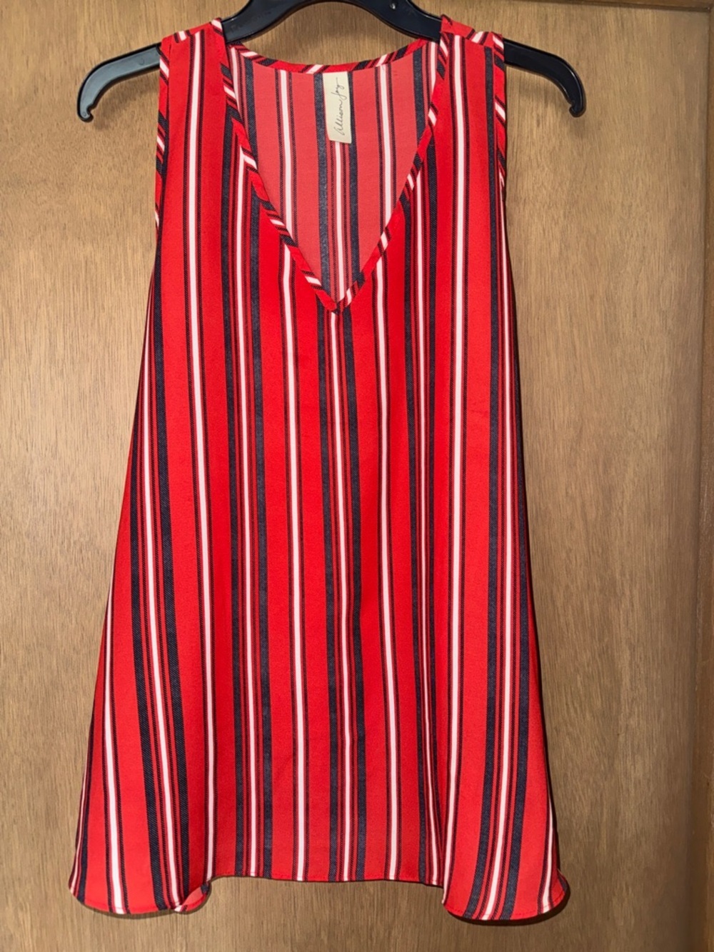 Allison Joy Red Multi-Stripe V-Neck Tank